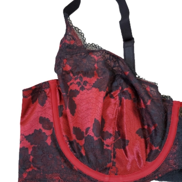 Elegant Black and Red Lace Bra - Picture 4 of 6